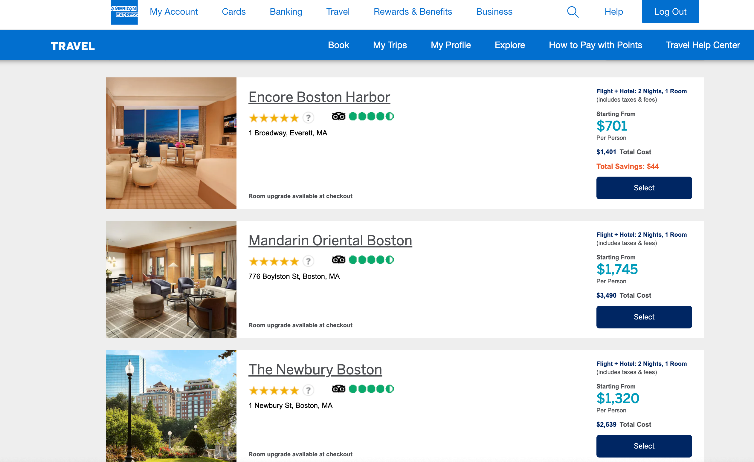 booking hotels amex portal
